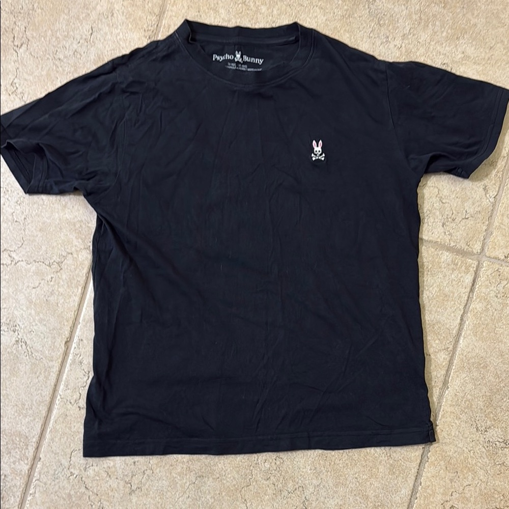 Kids Psycho Bunny Black Short Sleeve Tee with Embroidered Logo